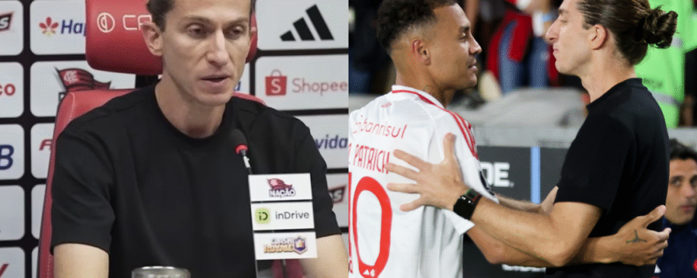 Filipe Luís chama jogador do Internacional de ‘extraordinário’ antes de jogo do Flamengo