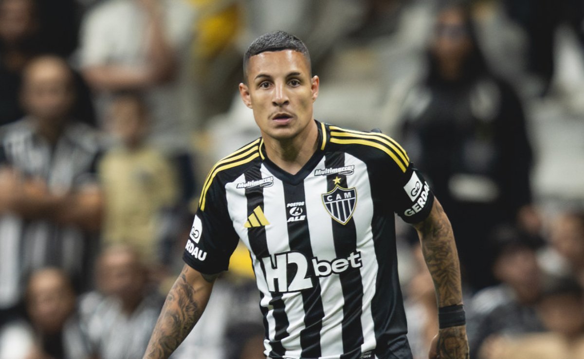 Guilherme Arana, do Atlético, em ação contra o Mirassol - (foto: Pedro Souza/Atlético)