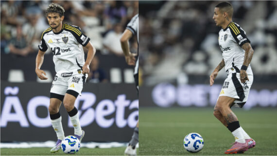 Scarpa e Arana foram acionados no segundo tempo da partida do Atlético contra o Botafogo (foto: Pedro Souza/Atlético)
