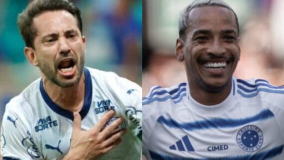 Everton Ribeiro e Matheus Pereira comemoram gols por Bahia e Cruzeiro (foto: Rafael Rodrigues/EC Bahia e Rodrigo Ferreira/Cruzeiro)