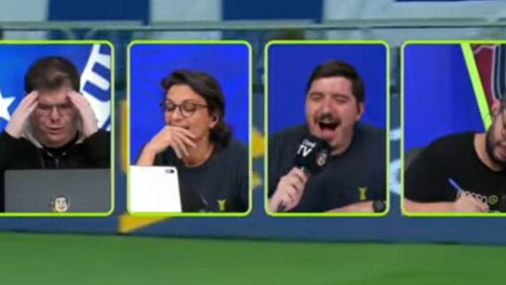 Reação da CazéTV ao gol de Lucas Silva (foto: Reprodução)