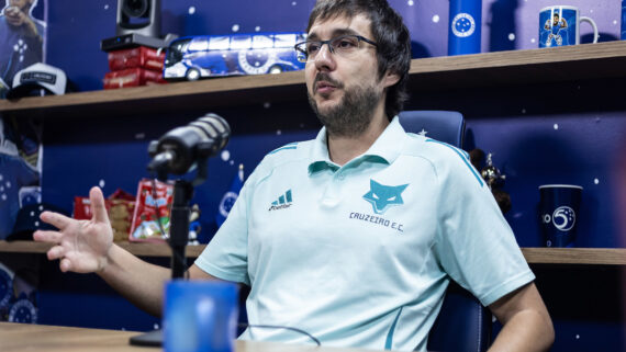 Joaquim Pinto, em entrevista ao CruzeiroCast (foto: Gustavo Aleixo/Cruzeiro)