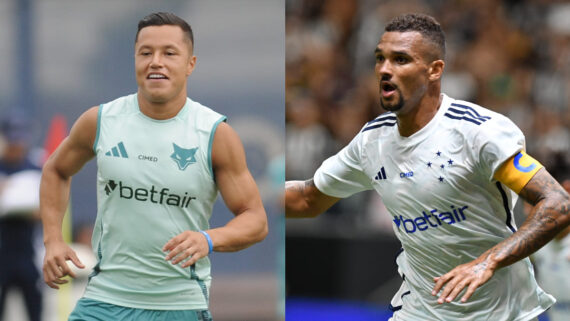 Marlon, lateral-esquerdo, está emprestado ao Grêmio; e Zé Ivaldo, zagueiro, cumpre contrato de empréstimo com o Santos (foto: Alexandre Guzanshe/EM/D.A Press)