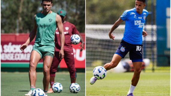 Jogador do Fluminense e do Bahia durante treino (foto: Marcelo Gonçalves/Fluminense e Letícia Martins/EC Bahia)