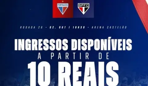Fortaleza abre venda de ingressos promocionais para duelo com São Paulo no Castelão