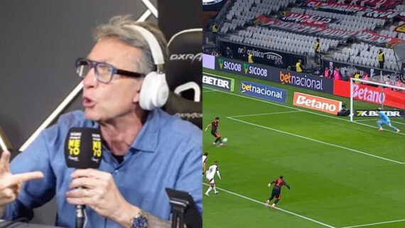 Montagem com imagens de Neto e do jogo entre Corinthians e Flamengo (foto: Reprodução)