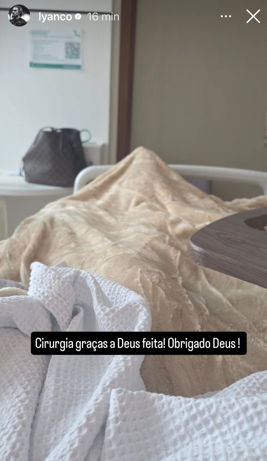 A mensagem de Lyanco no Instagram depois de passar por cirurgia - (foto: Divulgação/Instagram/Lyanco)
