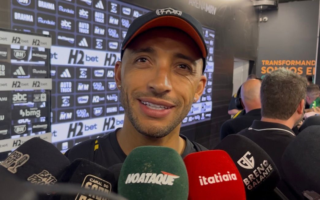 Vitor Hugo, zagueiro do Atlético, na zona mista da Arena MRV - (foto: Lucas Bretas/No Ataque)