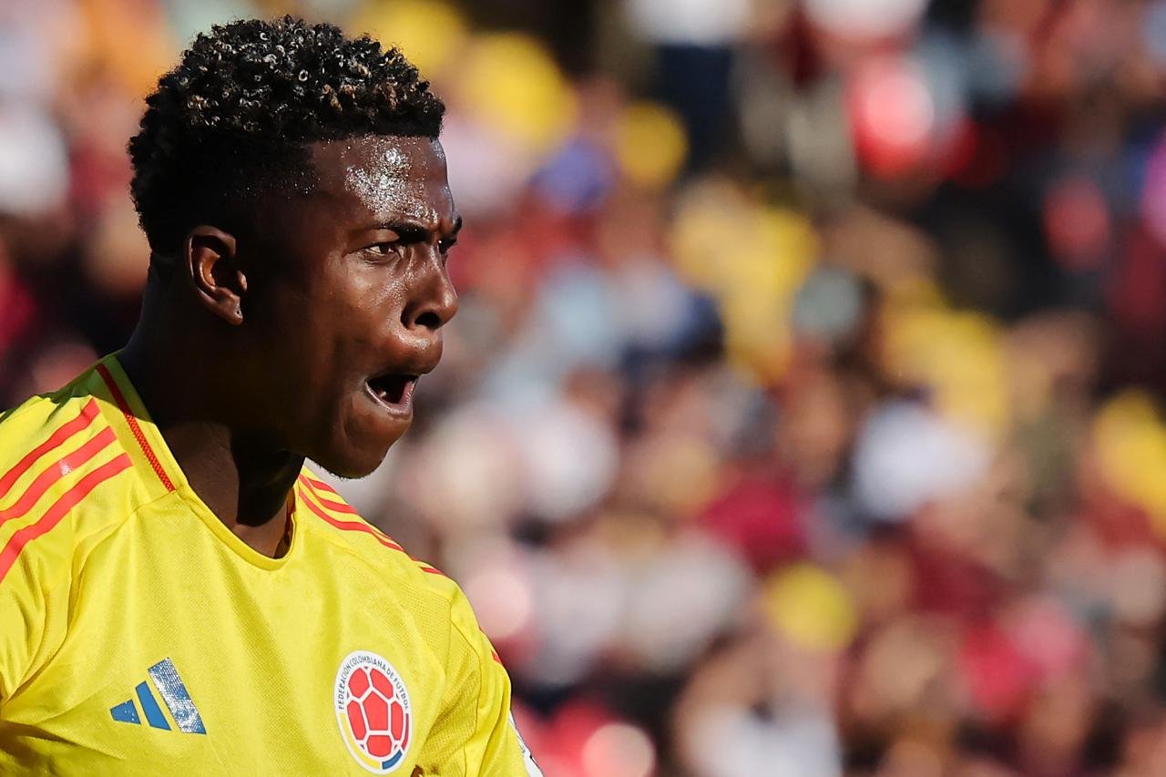 Neiser Villarreal de lado, gritando, pela Seleção da Colômbia - (foto: Javier Torres/AFP)