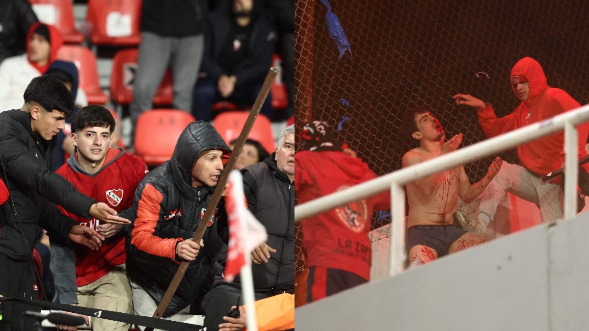 Independiente x Universidade de Chile teve cenas fortes de violência nas arquibancadas - (foto: ALEJANDRO PAGNI/AFP)