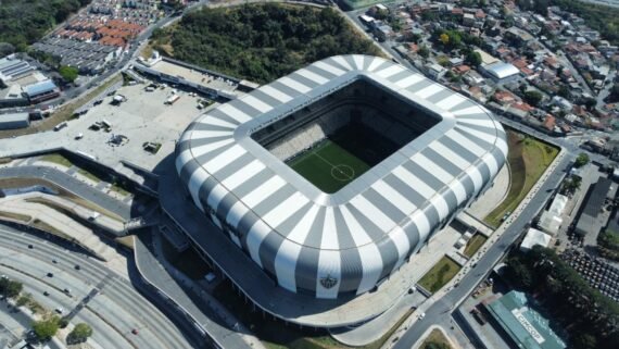 Vista aérea da Arena MRV, estádio do Atlético, em 6 de setembro de 2025 (foto: Leandro Couri/EM/D.A Press)