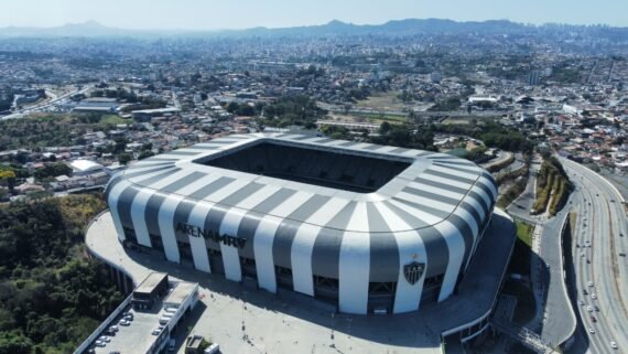 Vista aérea da Arena MRV, estádio do Atlético, em 6 de setembro de 2025 (foto: Leandro Couri/EM/D.A Press)