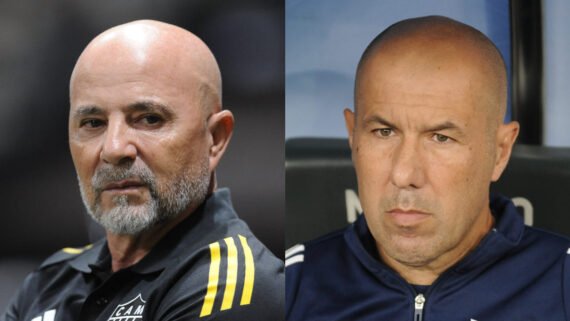 Jorge Sampaoli, técnico do Atlético, e Leonardo Jardim, comandante do Cruzeiro (foto: Alexandre Guzanshe/EM/D.A Press)