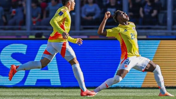 Villareal comemora gol da Colômbia sobre a África do Sul, no Mundial Sub-20 (foto: Divulgação/Colômbia)