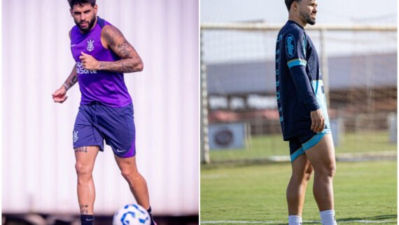 Jogadores do Corinthians e do Mirassol durante treino (foto: Rodrigo Coca/Corinthians e JP Pinheiro/Mirassol)