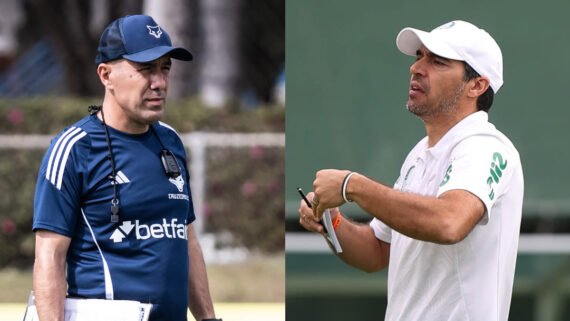Leonardo Jardim, técnico do Cruzeiro, e Abel Ferreira, técnico do Palmeiras (foto: Gustavo Aleixo/Cruzeiro; Cesar Greco; Palmeiras)