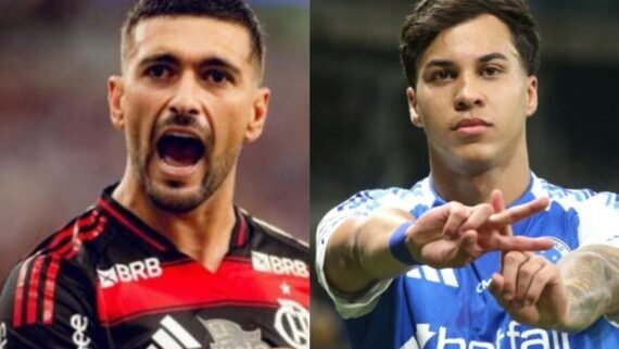 Arrascaeta e Kaio Jorge, jogadores de Flamengo e Cruzeiro (foto: Adriano Fontes/Flamengo e Edésio Ferreira/EM/DA Press)