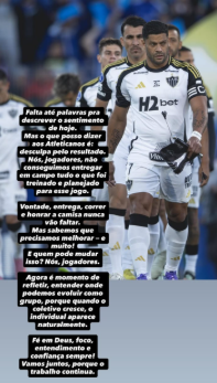 Desabafo de Hulk após Fluminense 3 x 0 Atlético - (foto: Reprodução/Instagram)