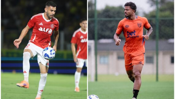 Atletas do Internacional e do Sport Recife atuando pleos seus respectivos clubes (foto: Ricardo Duarte/Internacional e Paulo Paiva/Sport Recife.)
