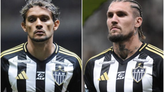 Gustavo Scarpa e Lyanco, jogadores do Atlético (foto: Montagem com imagens de Alexandre Guzanshe/EM/D.A. Press)