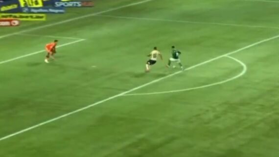 Vitor Roque fez o terceiro gol do Palmeiras contra o Vasco (foto: Reprodução/Premiere)