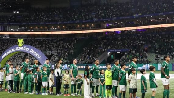 Jogadores do Palmeiras no Allianz Parque (foto: Cesar Greco/Palmeiras)