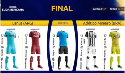 Os uniformes que Atlético e Lanús vão usar na final da Copa Sul-Americana