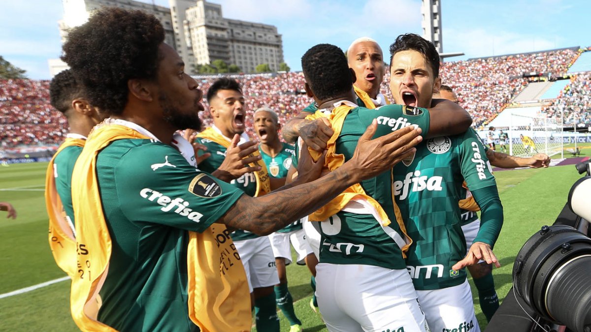 Jogadores do Palmeiras comemoram gol na final da Libertadores de 2021 (foto: Cesar Greco/Palmeiras - 27/11/2021)
