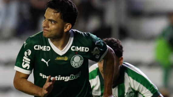 Bruno Rodrigues marcou o 1º gol do Palmeiras diante do Juventude (foto: Cesar Greco/Palmeiras/by Canon)