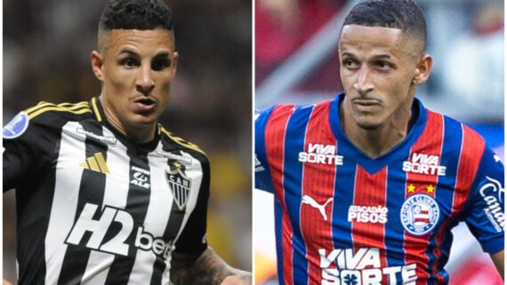 Arana e Luciano Juba vivem bons momentos por Atlético e Bahia (foto: Pedro Souza/Atlético e Rafael Rodrigues/EC Bahia)