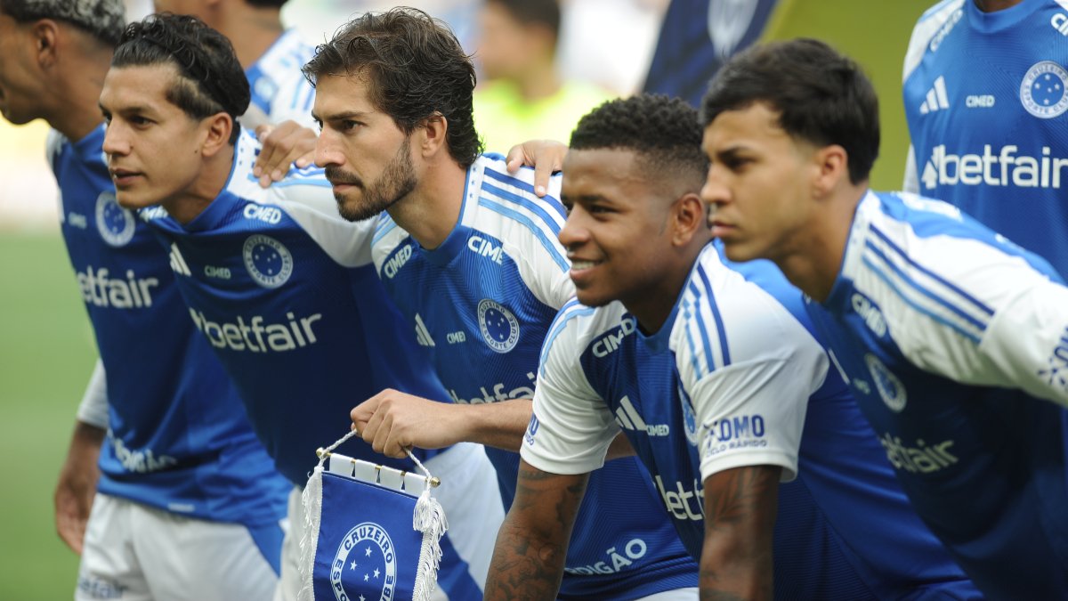 Lucas Romero, Lucas Silva, Arroyo e Kaio Jorge, jogadores do Cruzeiro (foto: Alexandre Guzanshe/EM/D.A. Press)