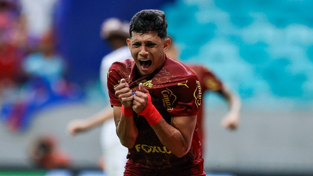 Erick Pulga comemora gol pelo Bahia (foto: Rafael Rodrigues/EC Bahia)