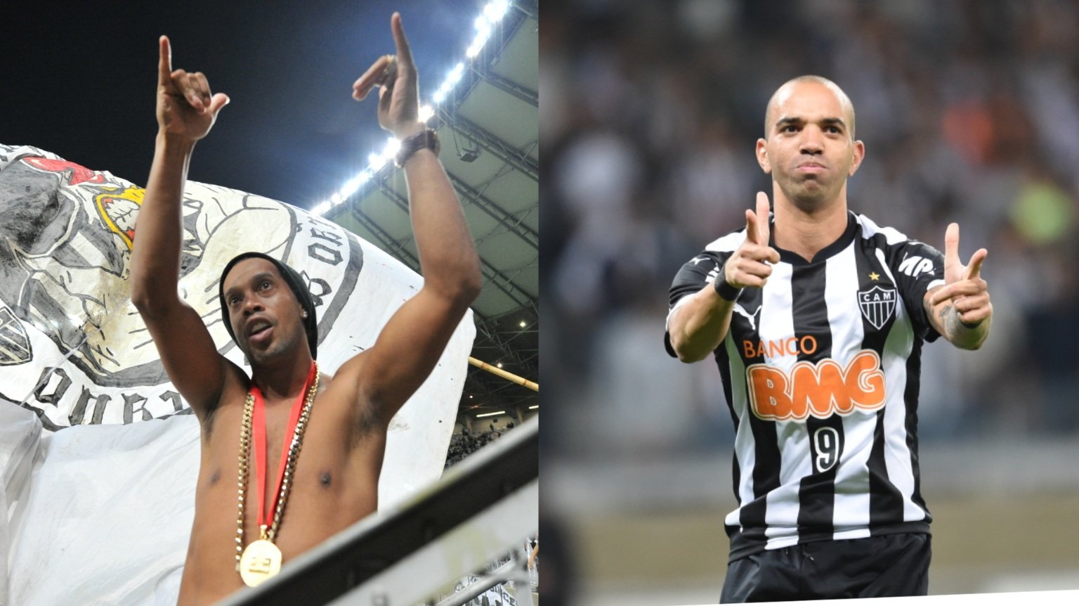 Ronaldinho Gaúcho e Diego Tardelli (foto: Alexandre Guzanshe e Rodrigo Clemente/EM/DA Press)