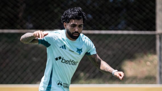Gabigol, atacante do Cruzeiro, em treinamento na Toca da Raposa 2, em Belo Horizonte (foto: Gustavo Aleixo/Cruzeiro)