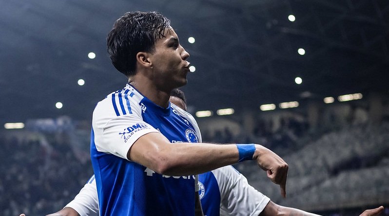 Kaio Jorge comemora gol do Cruzeiro imitando Cristiano Ronaldo (foto: Gustavo Aleixo/Cruzeiro)