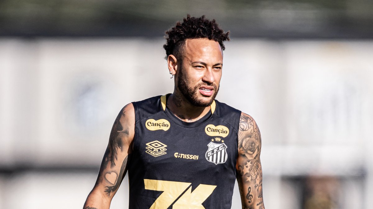 Neymar em treino do Santos (foto: Raul Baretta/Santos)