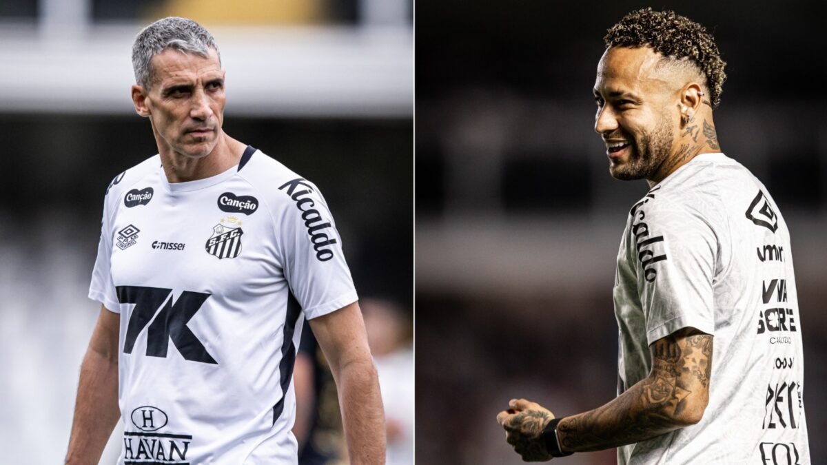 Vojvoda, técnico do Santos, e Neymar, camisa 10 do Peixe (foto: Raul Baretta/ Santos FC.)