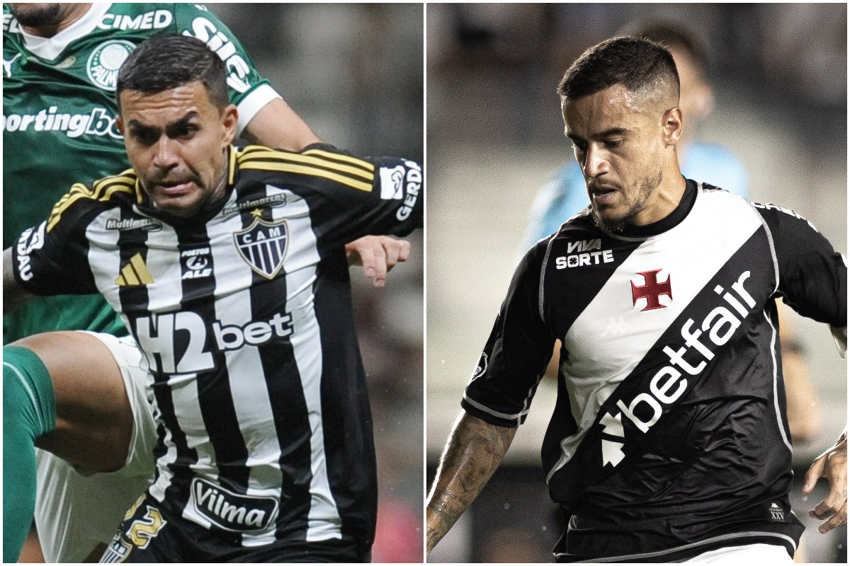 Dudu e Philippe Coutinho, destaques de Atlético e Vasco, respectivamente (foto: Montagem com imagens de Alexandre Guzanshe/EM/D.A. Press e Matheus Lima/Vasco)