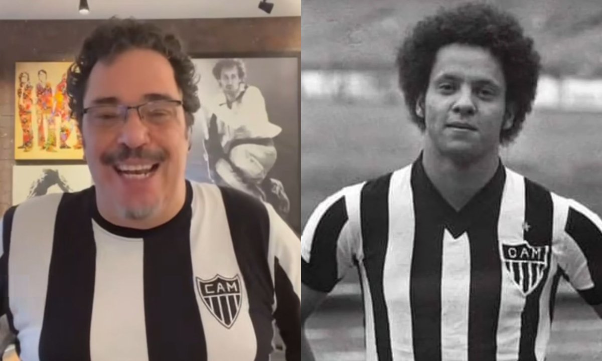 Casagrande vestiu camisa do Atlético para parabenizar Reinaldo (foto: Reprodução)