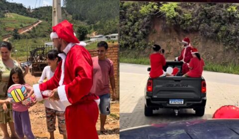 Ex-jogador do Atlético se veste de Papai Noel e distribui presentes
