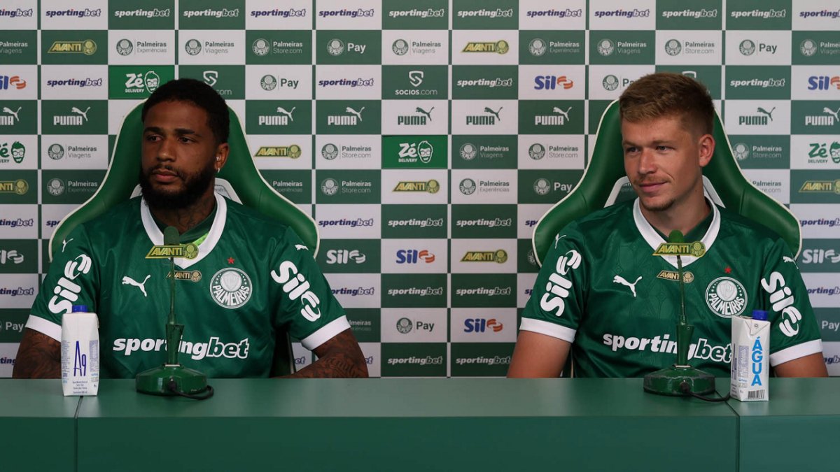Micael e Bruno Fuchs, zagueiros do Palmeiras (foto: Cesar Greco/Palmeiras/by Canon)