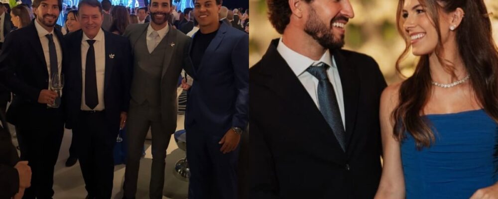 Gusttavo Lima posa com titulares do Cruzeiro e Pedrinho em festa