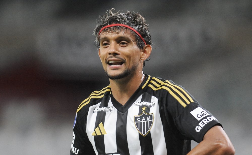 Gustavo Scarpa, meio-campista do Atlético, em comemoração de gol contra o Deportes Iquique-CHI (foto: Alexandre Guzanshe/EM/D.A. Press)