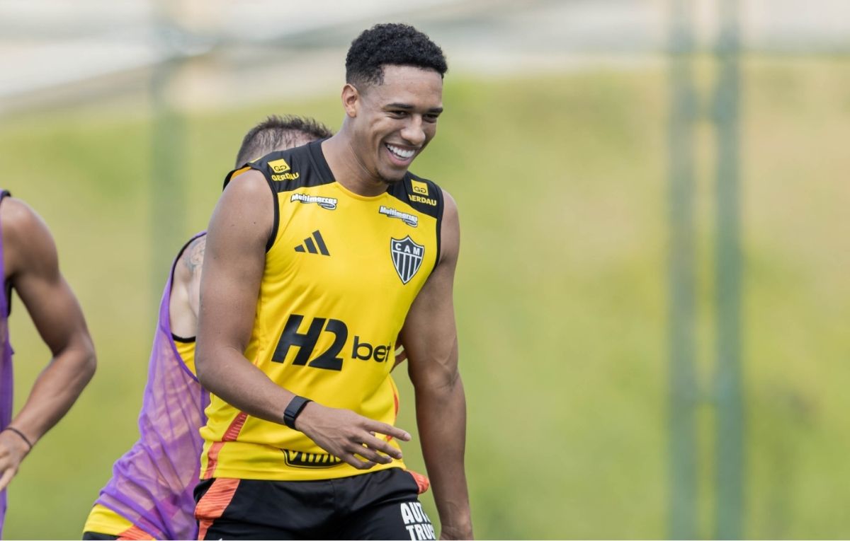 Brahian Palacios em treino pelo Atlético - (foto: Pedro Souza/Atlético)