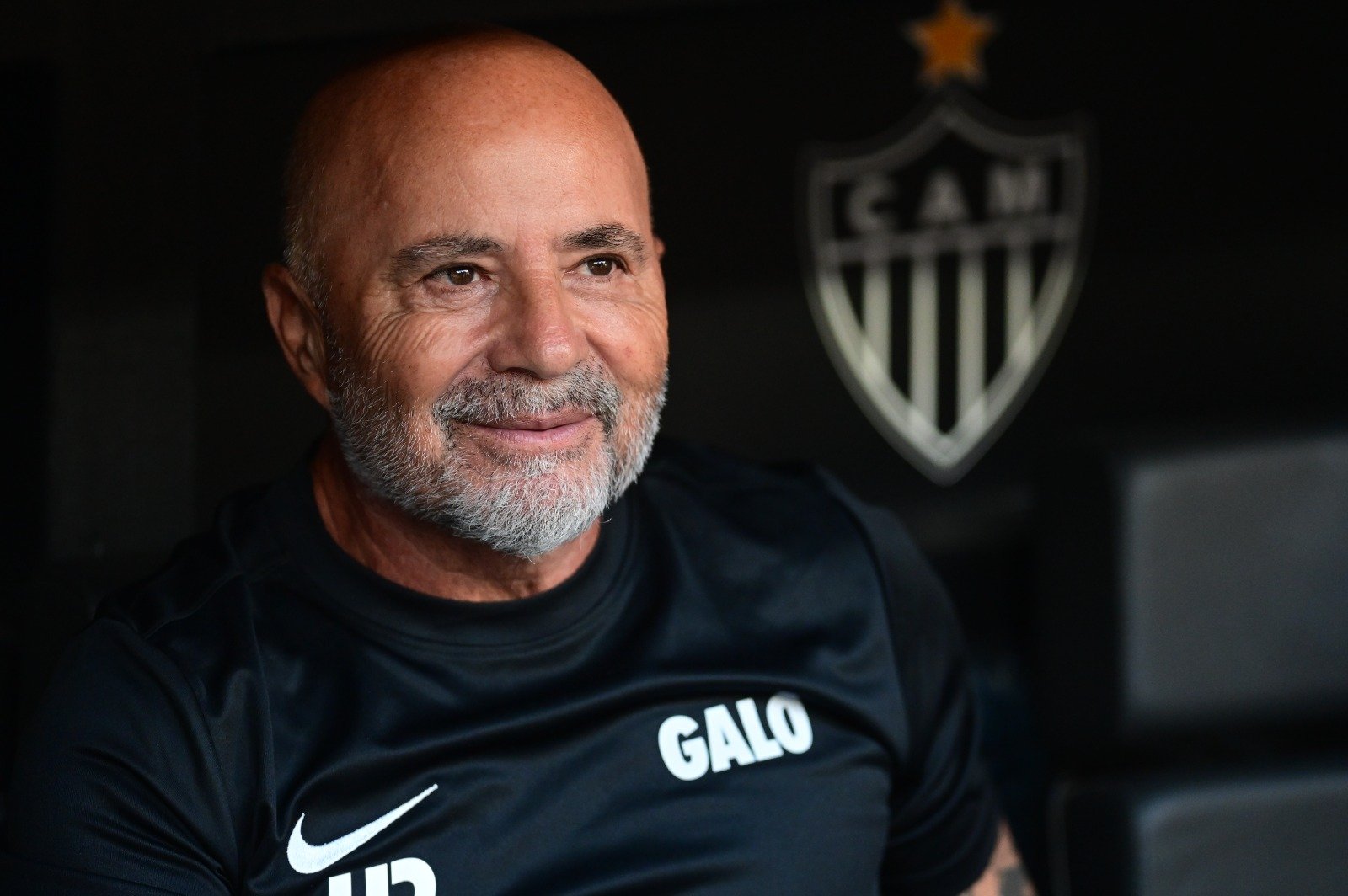 Jorge Sampaoli, técnico do Atlético, na Arena MRV (foto: Leandro Couri/EM/D.A. Press)