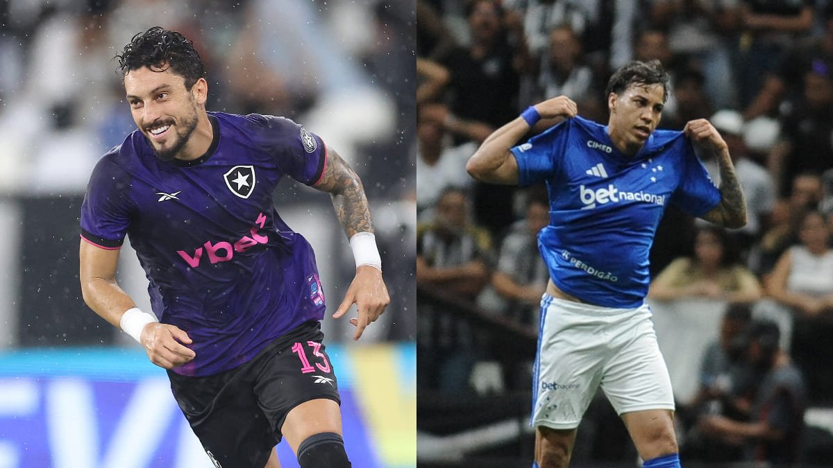 Alex Telles, lateral do Botafogo; e Kaio Jorge, atacante do Cruzeiro (foto: Vítor Silva/Botafogo; Alexandre Guzanshe/EM/D.A Press)