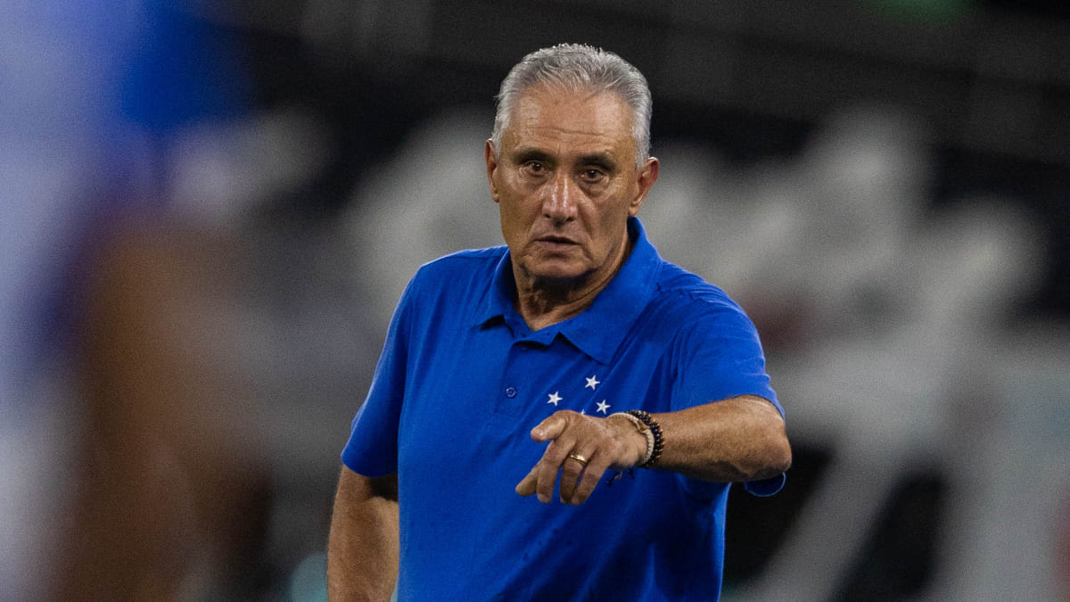 Tite, técnico do Cruzeiro, no gramado do Nilton Santos (foto: Thais Magalhães/Cruzeiro)