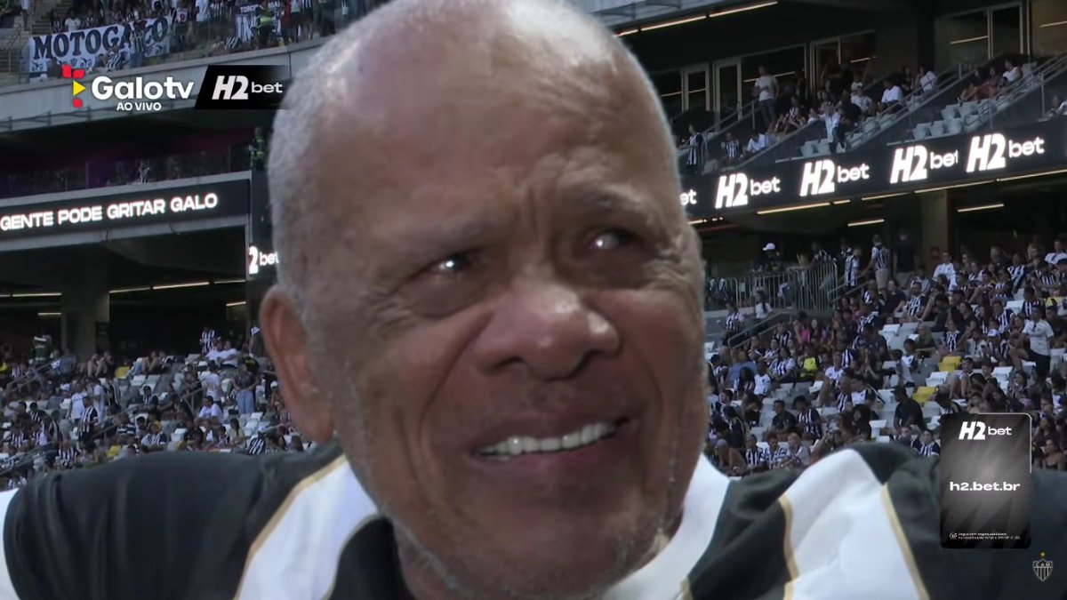 Dadá Maravilha emocionado na Arena MRV (foto: Reprodução/GaloTV)