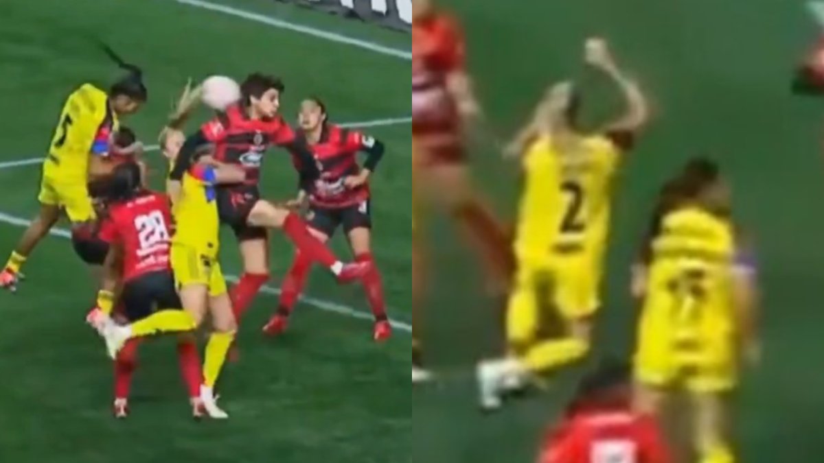 Isa Haas caindo no chão após ser atingida por cotovelada no nariz (foto: Reprodução)