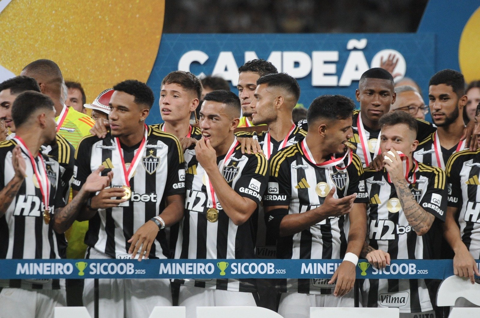 Jogadores do Atlético campeões mineiros em 2025 (foto: Alexandre Guzanshe/EM/D.A Press)